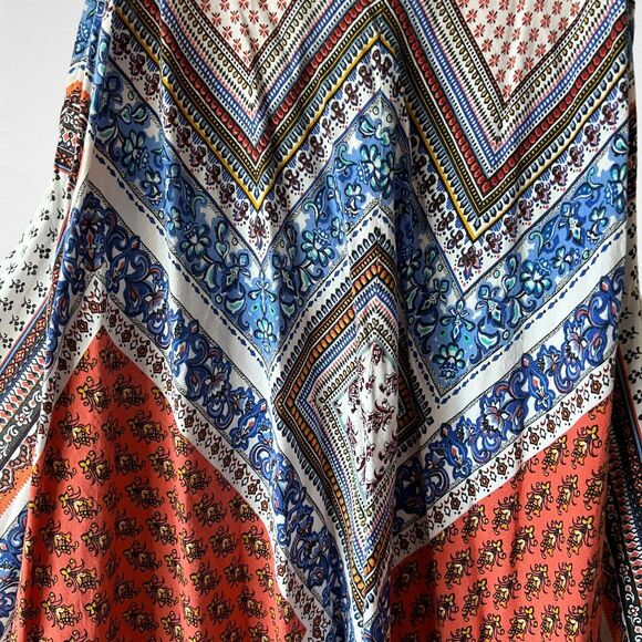 American Rag Cie Boho Patchwork Halter Spaghetti Strap Scarf Swing Dress Size XL - Picture 2 of 12